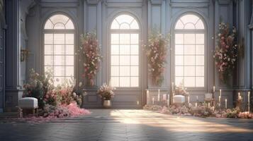 Beautiful flower backdrop for wedding, photo