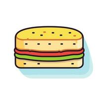 Vector of a delicious flat sandwich with cheese, tomato, and lettuce