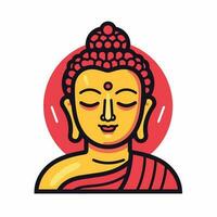 Vector of a Buddha statue with a red circle highlighting its significance