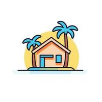 Vector of a beach house with palm trees