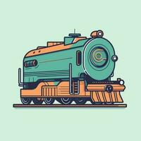 vector de un vistoso tren en un ferrocarril pista