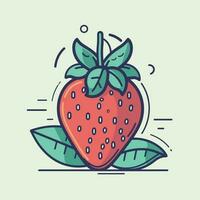 Vector of a ripe strawberry with a fresh green leaf on top