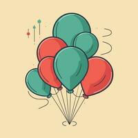 Vector of a colorful bunch of balloons floating in the sky