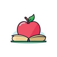 vector de un manzana descansando en un abierto libro, Perfecto para un minimalista estético