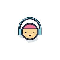 Vector of a person enjoying music with a smile on their face while wearing headphones