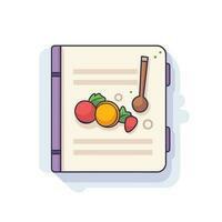 Vector of a notebook with a clipboard and a spoon on a flat surface