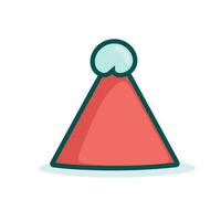 Vector of a flat red cone with a white top on a plain white background