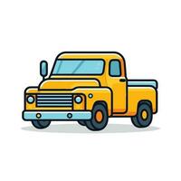 Vector of a yellow truck parked on a white background