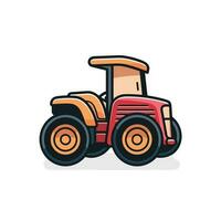 Vector of a vibrant red and orange tractor against a clean white backdrop