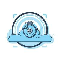 Vector of a flat icon vector of a cloud with a camera on top
