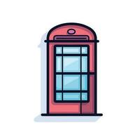 Vector of a vibrant red phone booth with a contrasting blue window