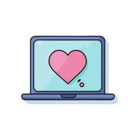 Vector of a laptop screen displaying a heart symbol