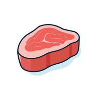 vector de un crudo pedazo de carne en un llanura blanco antecedentes