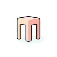 Vector of a pink stool on a white floor, creating a minimalist and modern aesthetic