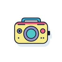 Vector of a camera icon with a modern, flat design and a subtle long shadow effect on a clean white background