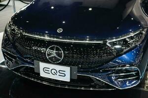 Bangkok Thailand - July 7 2023 Mercedes EQS - Fully Electric Luxury Sedan. EQS is a battery electric executive car produced by German automobile manufacturer Daimler AG. It's part of the Mercedes-Benz photo