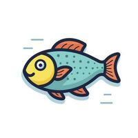 Vector of a happy cartoon fish with a flat design