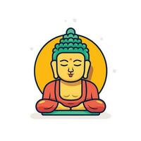 Vector of a serene Buddha statue at the center of a circular arrangement