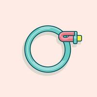 Vector of a flat blue ring with a pink handle on a pink background