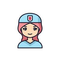 Vector of a woman wearing a nurses hat in a flat setting