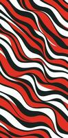 simple geometric red white pattern with a wave image, in the style of moody black and white, superflat style, julian opie, horizontal stripes, minimalistic black and white sketches, dark black vector