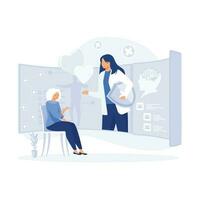 Medicine online service or platform,  modern medicine treatment, expertize and diagnostic. flat vector modern illustration