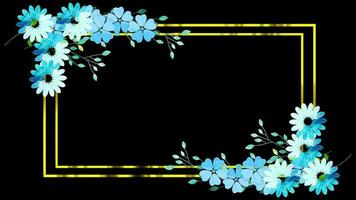 fleur Cadre animation vidéo. photo cadre, photo Cadre avec décoratif floral éléments.luxe d'or l'eau Couleur floral Cadre animation avec d'or Cadre frontière, mariage journée couple romantique l'amour spécification video