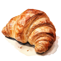 Watercolor croissant isolated. Illustration AI Generative png