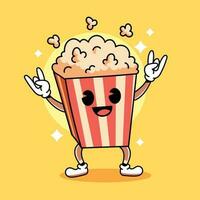 Cartoon happy popcorn vector