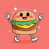 Cartoon happy burger vector