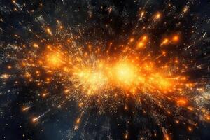 terrific orange splash of light in the universe, illustration, photo