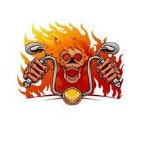 motorized and flaming skull head vector illustration