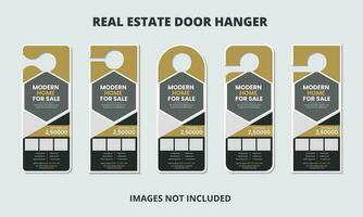 Real Estate Door Hanger design template, corporate business vector door hanging design with 5 cutting styles