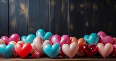 vistoso corazones, bandera idea o género revelar invitación, póster concepto con Copiar espacio. ai generado foto