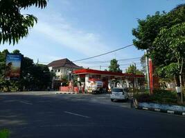 Lombok island, Indonesia. 17th June 2023 - SPBU Stasiun Pengisian Bahan Bakar Umum or Gas Station. SPBU Pertamina. photo