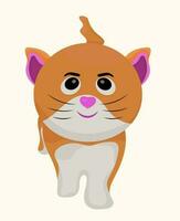 cute vector orange cat from front view