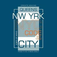 queens city graphic typography vector, t shirt design, illustration, good for casual style vector