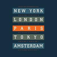 famous city name lettering abstract, typography design vector, graphic illustration, for t shirt vector