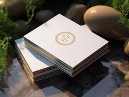 Blank mock up business card, nature inspired theme. photo