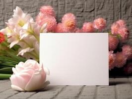 Blank mock up business card, nature inspired theme. photo