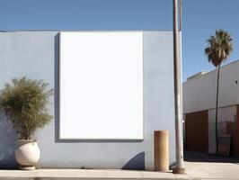 Blank mock up sign on the building, advertising board for display. photo