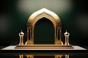 Islamic Podium, luxury Ramadan podium for display product, presentation, stage, base, generative ai photo