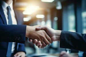 businessman handshake for teamwork. successful Business deal partnership concept. Generative AI photo