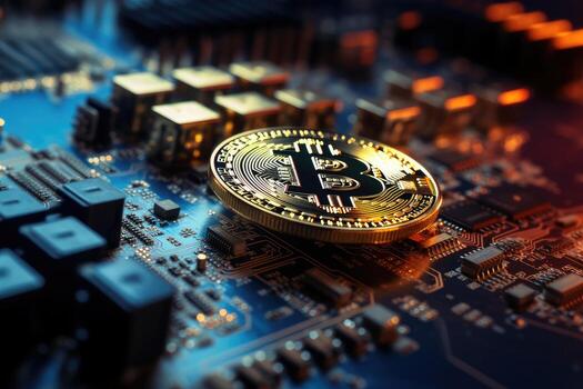 Dynamic market insights. Analysis of bitcoin and cryptocurrency with conceptual chart and fluctuation graph. photo