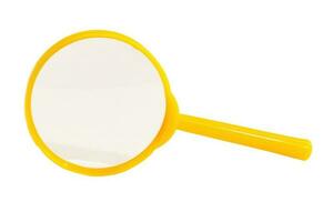 Plastic magnifying glass for school children, isolated on blank background. photo