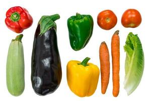 various fresh vegetables, isolated on blank background. photo