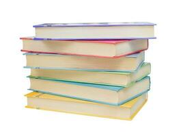 stack of study books. Textbooks for the student, university, isolated on blank background. photo