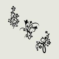 abstract floral design for print. floral design element in black and white vector