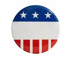 Pin with USA flag USA campaign votes, isolated on blank background. photo