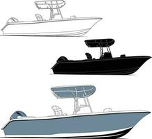 Vector, line art and color image of fishing boat on a white background. vector